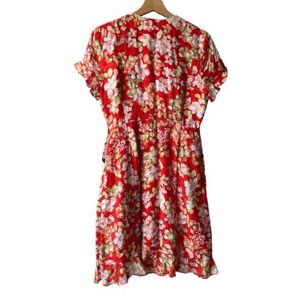 J.Jill Red Floral Wrap Mini Short Sleeve dress size S - Picture 5 of 16